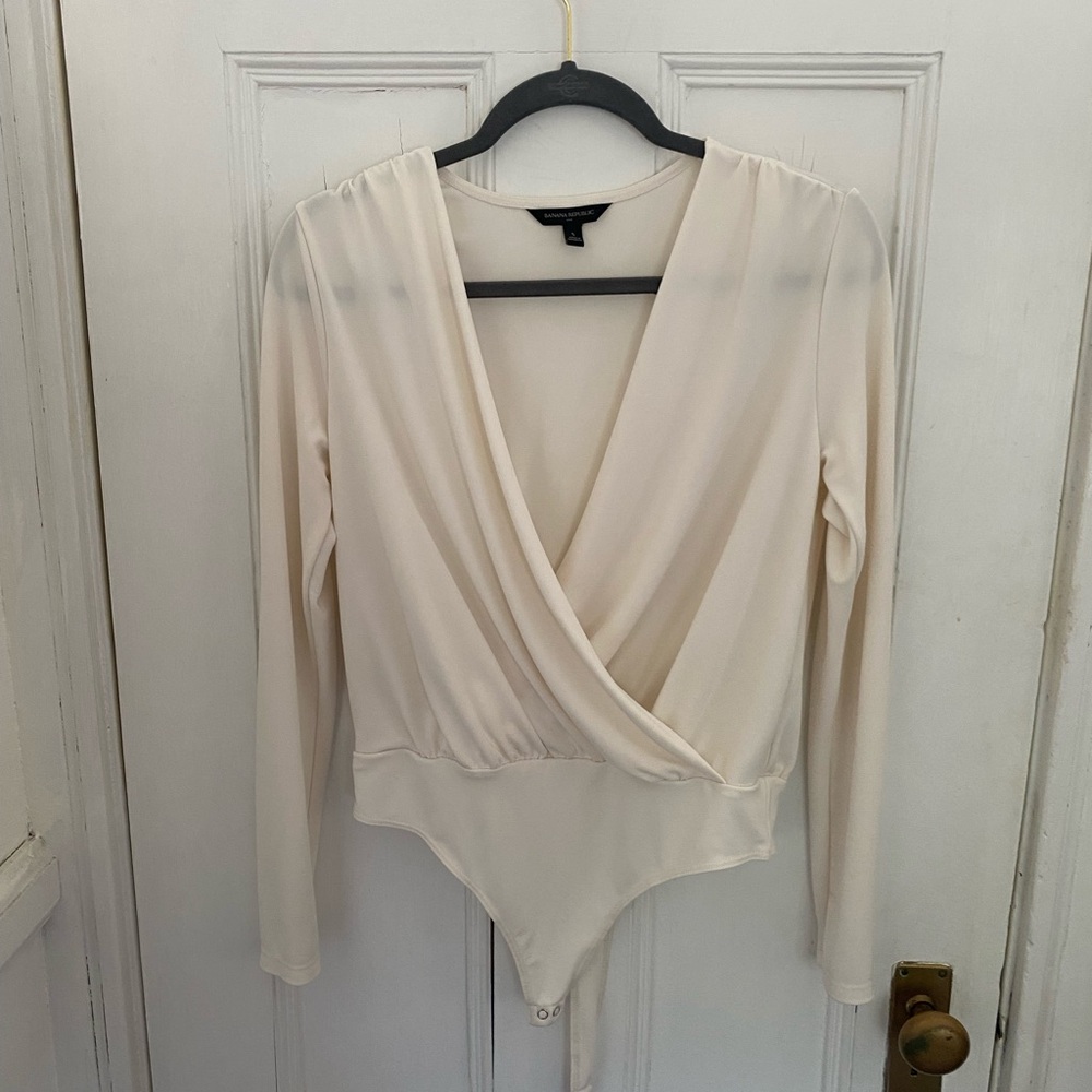 Drape front thong bodysuit